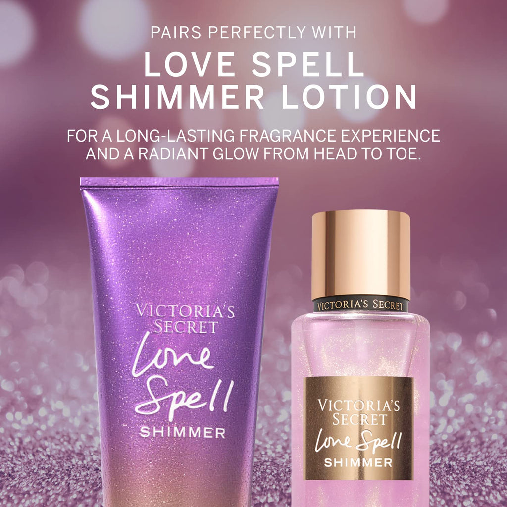 Victoria's Secret Love Spell Shimmer Mist, Body Spray for Women, Notes of Cherry Blossom and Fresh Peach Fragrance, Love Spell Collection (8.4 oz)