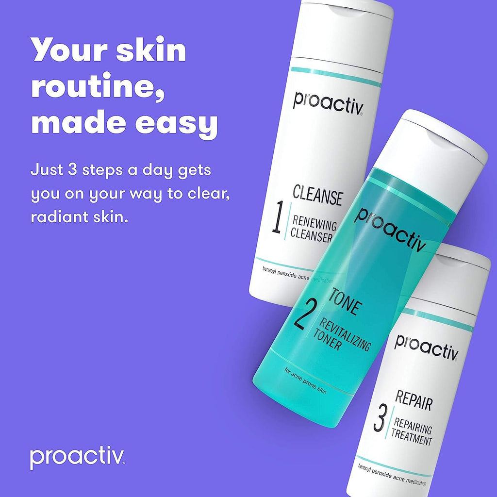 Proactiv 3 Step Acne Treatment - Benzoyl Peroxide Face Wash, Repairing Acne Spot Treatment for Face and Body, Exfoliating Toner - 30 Day Complete Acne Skin Care Kit - Better Savings Group