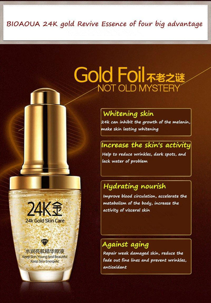 BIOAQUA 24K Gold Moisturizing Face Serum: Anti-Wrinkle Refreshing Skincare Facial Serum Essence Beauty Skin Care Product - Better Savings Group