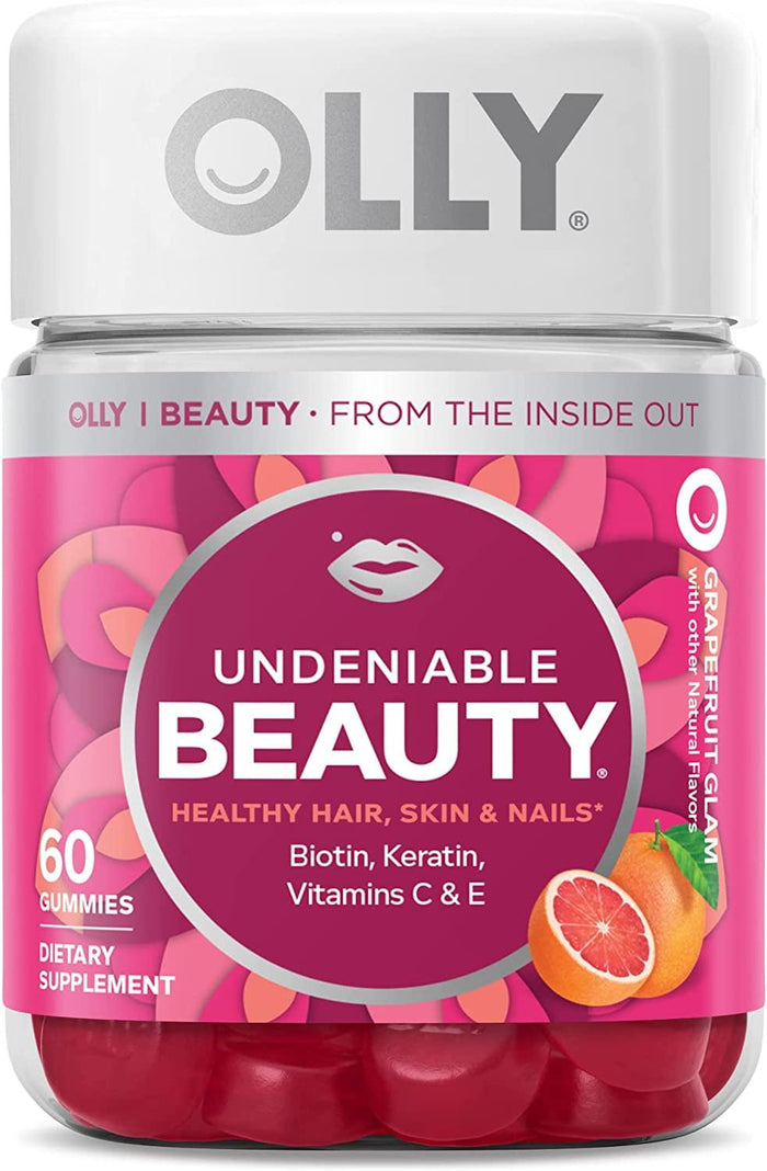 OLLY | Undeniable Beauty Gummy, For Hair, Skin, Nails, Biotin, Vitamin C, Keratin, Chewable Supplement, Grapefruit, 30 Day Supply - 60 Count - Better Savings Group