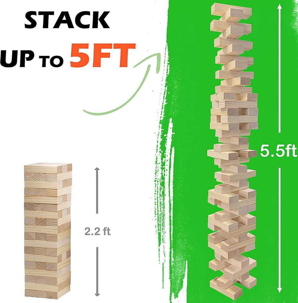 Giant Tower Game Life Size Wooden Stacking Games Lawn Outdoor Games for Adults and Family - Includes Rules and Carry Bag-54 Large Blocks - Better Savings Group