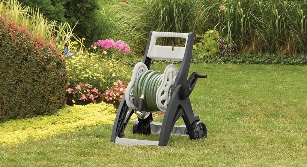 175 ft Hosemobile Hose Reel Cart, Lightweight Portable Garden Cart with Wheels, Crank Handle for Portable Hose Reel Cart Outdoor Garden Yard,Gray - Better Savings Group