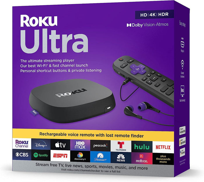 Roku Ultra 4K/HDR/Dolby Vision Streaming Device and Roku Voice Remote Pro with Rechargeable Battery, Hands-Free Voice Controls, Lost Remote Finder, and Private Listening - Better Savings Group