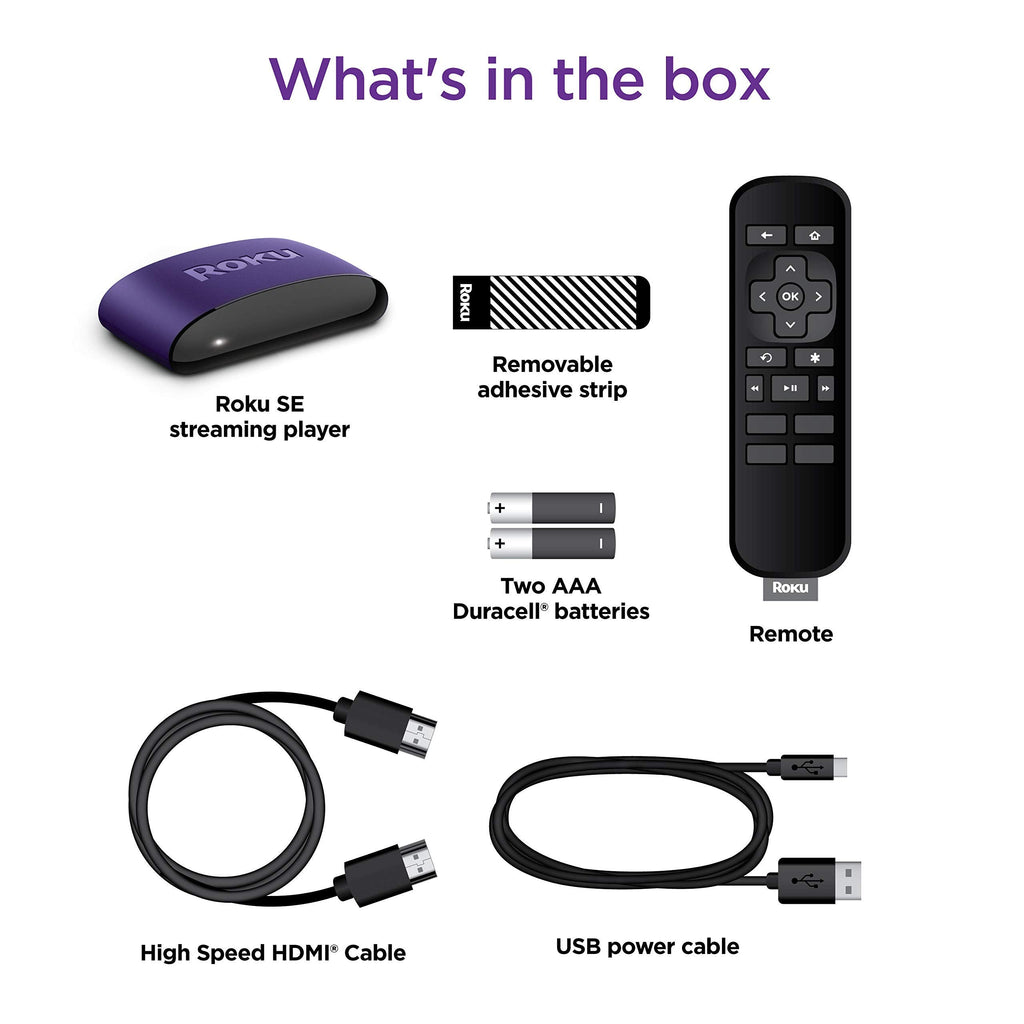 Roku LE HD Streaming Media Player with High Speed HDMI Cable and Simple Remote White Device Only