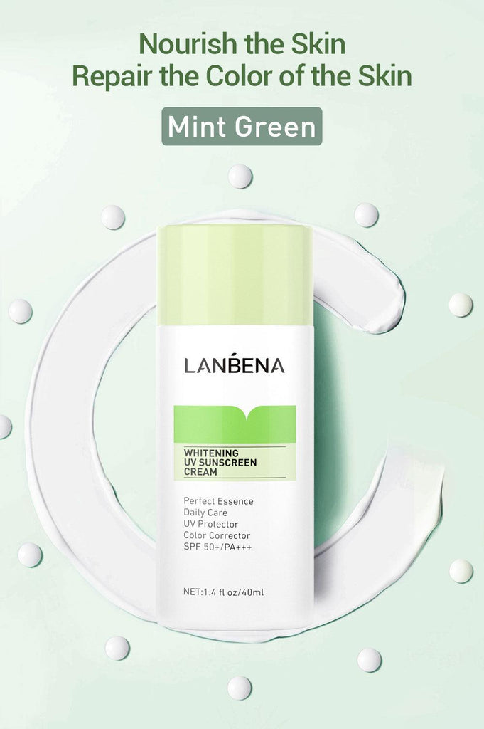 LANBENA | Green Whitening Uv Sunscreen Cream SPF50+++ Brighten Moisturizing Skin Face Sunblock Sun Protect Solar Daily Care 40ml - Better Savings Group