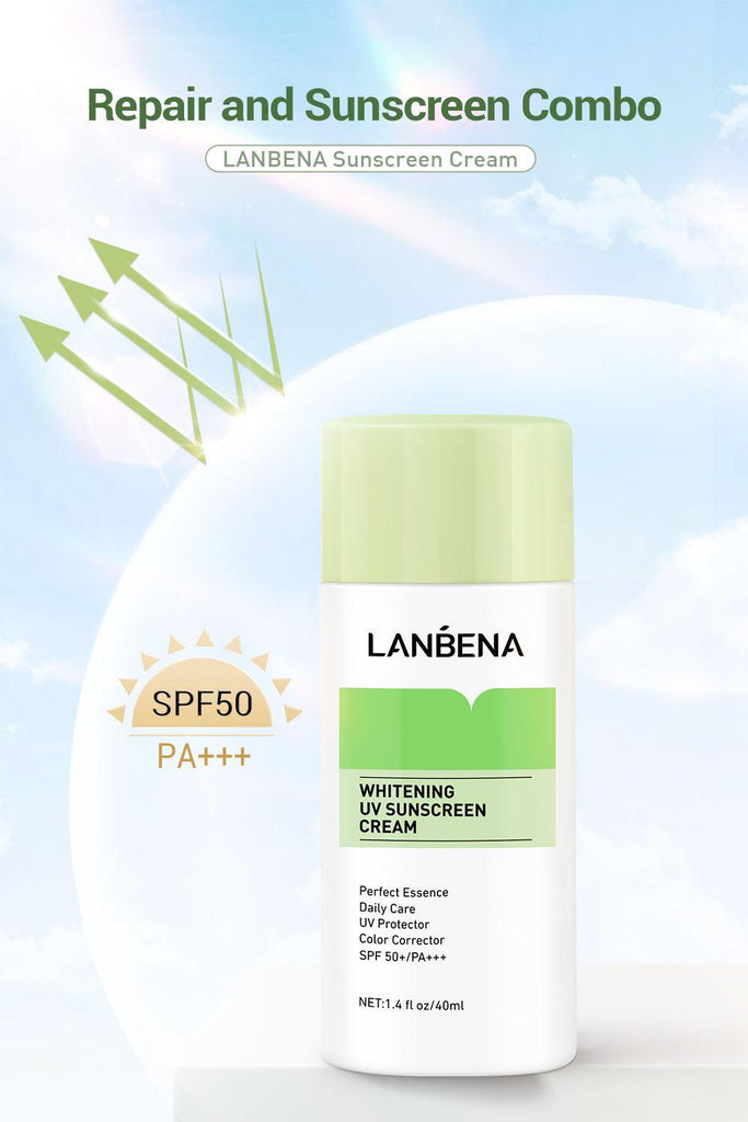 LANBENA | Green Whitening Uv Sunscreen Cream SPF50+++ Brighten Moisturizing Skin Face Sunblock Sun Protect Solar Daily Care 40ml - Better Savings Group